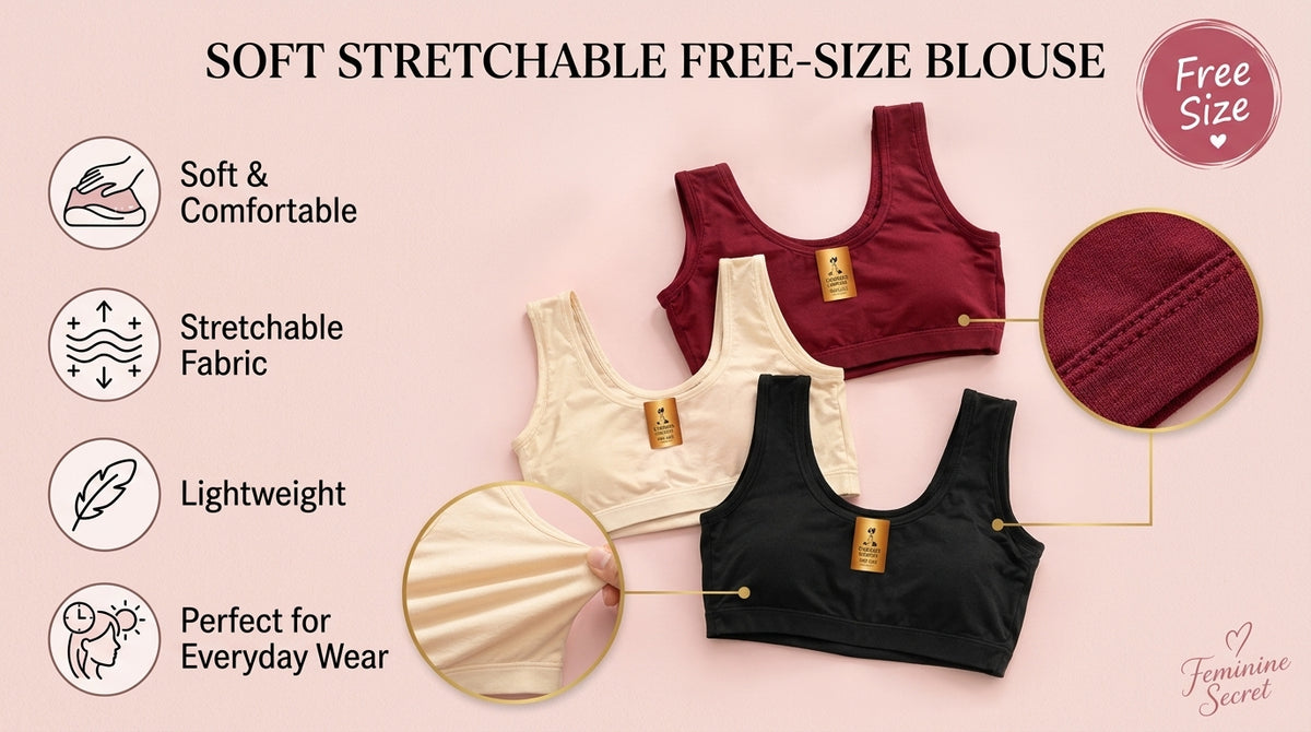 Teen Girls Soft Stretchable Blouse | Free Size Comfortable Everyday Training Bra
